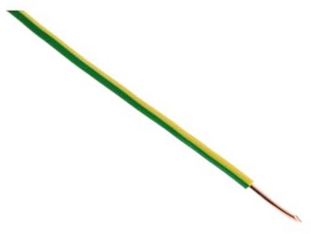 Elektrische Stroomkabel H07V-U 1.5mm² - PVC Isolatie - Binnengebruik - Geel en Groen - 10m