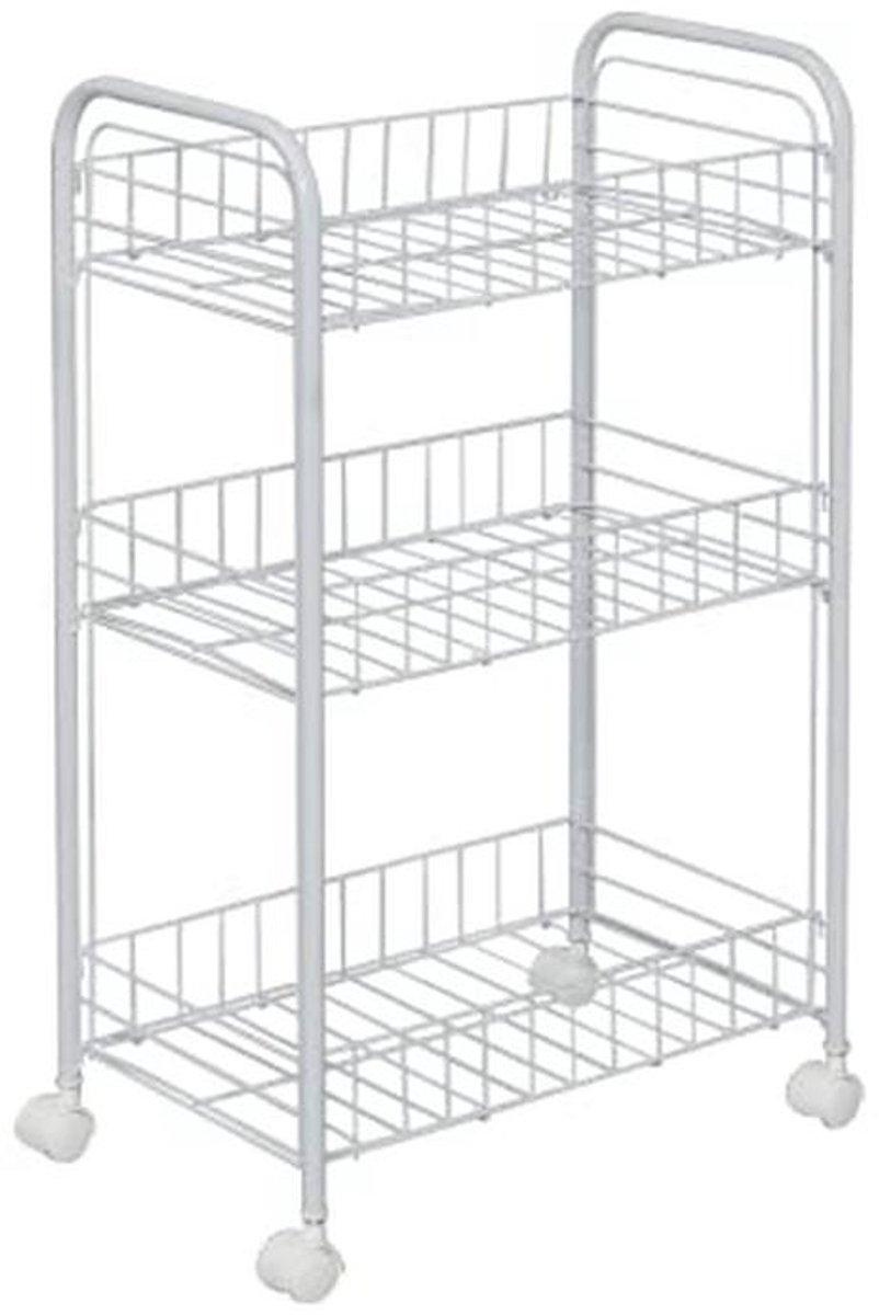 Multifunctionele Trolley met 3 Niveaus en Wielen voor Keuken en Badkamer