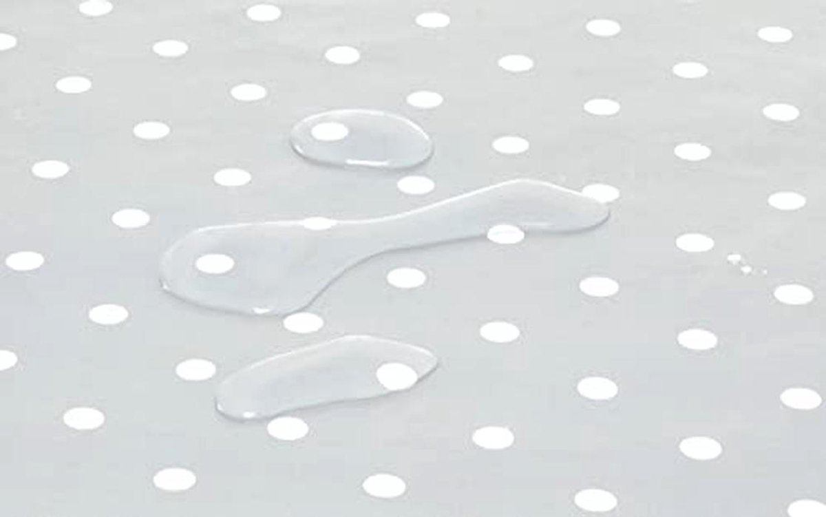 Rechthoekige Oliekleed PVC Tafelkleed 140cm x 200cm - Lichtgrijs met Polkadots