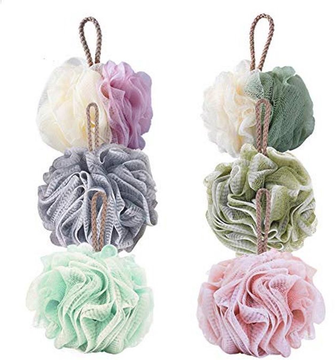 Exfoliërende Bad Douche Spons - 6 Pack Loofah voor Zachte en Gladde Huid