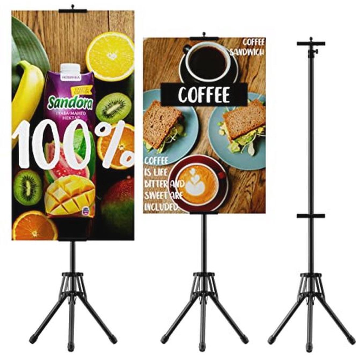 Vloerposter Standaard - Dubbelzijdige Display met Intrekbare Banner tot 203 cm