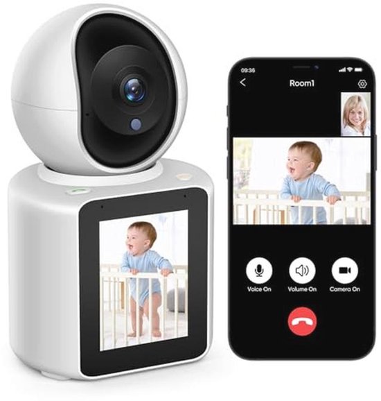 MYPIN Interne Wifi-camera – 2K, 360° PTZ, Bidirectionele Audio/video, Nachtzicht, Bewegingsdetectie, Geschikt Voor Baby's, Huisdieren En Ouderen