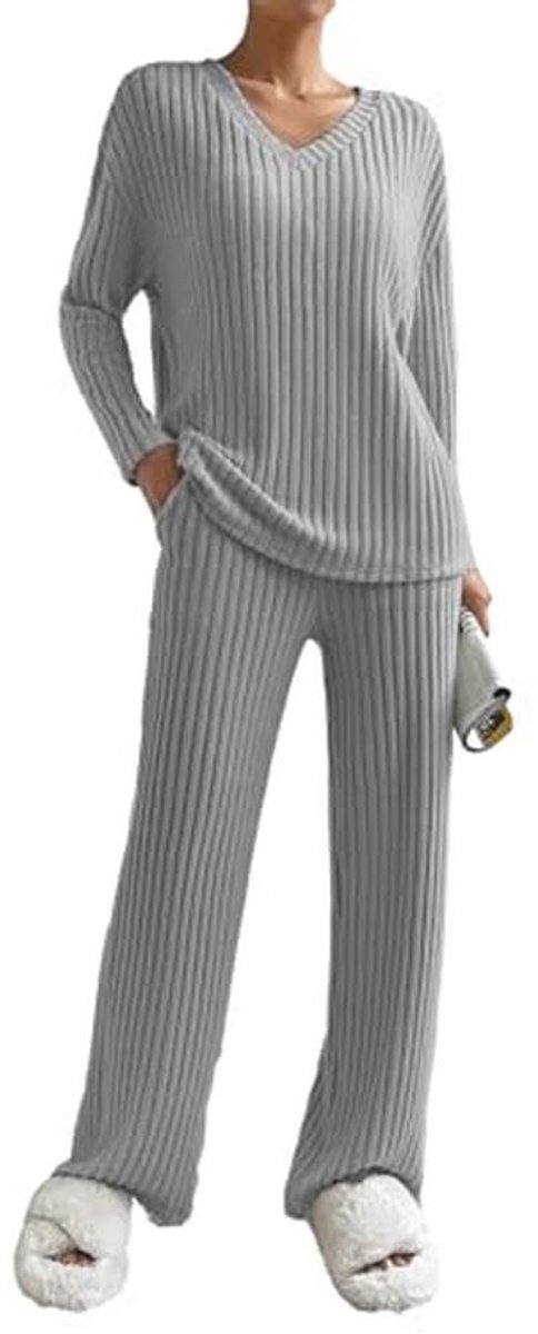 Geribbelde Loungewear Sets voor Vrouwen - 2 Delige Trainingspakken en Nachtkleding
