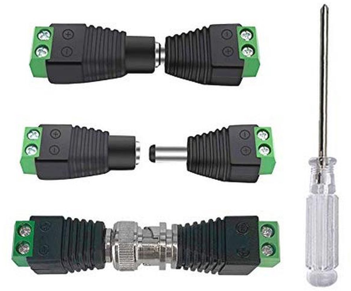 DC Power Connector Set en BNC Video Balun Connector voor CCTV