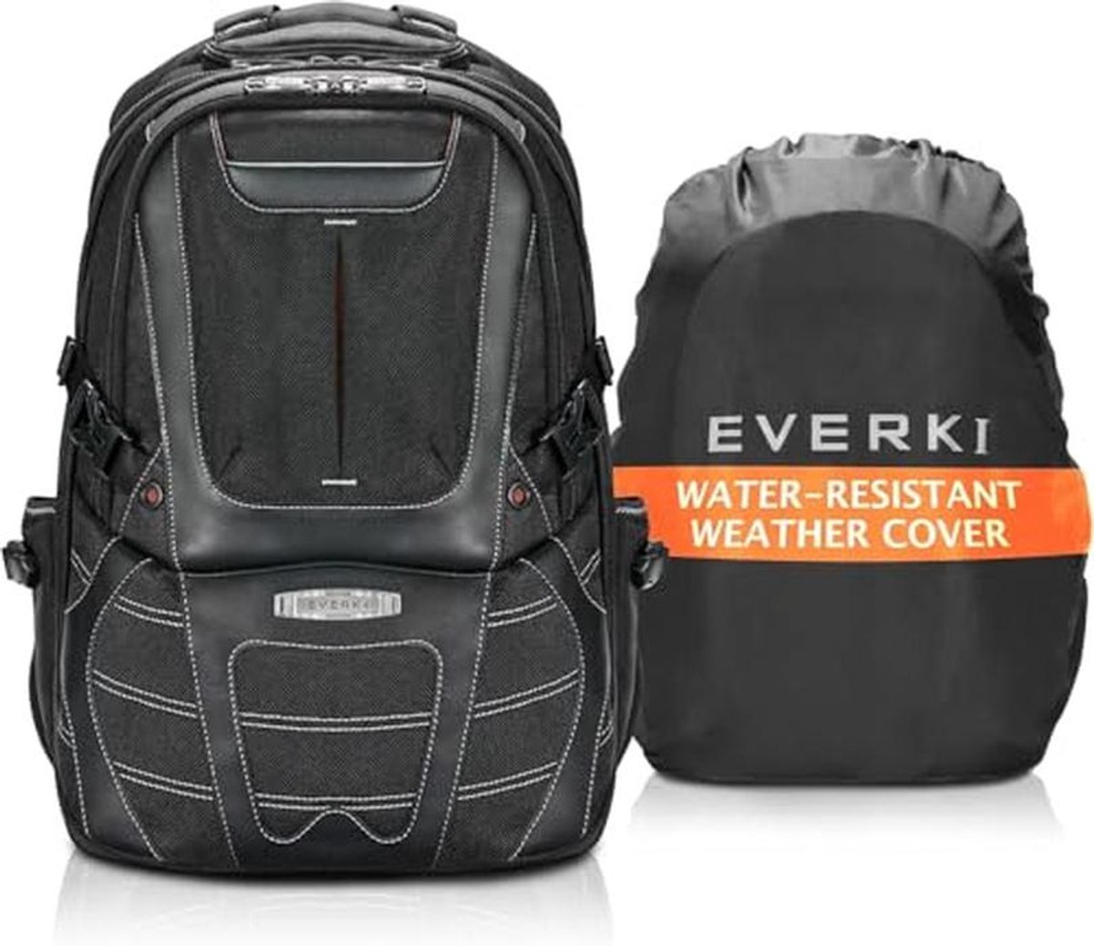 Professionele Laptoptas voor Reizen – 30L Duurzame Rugzak Geschikt voor 17.3" Laptops, Gemaakt van Ballistisch Nylon en Leer – Zwart