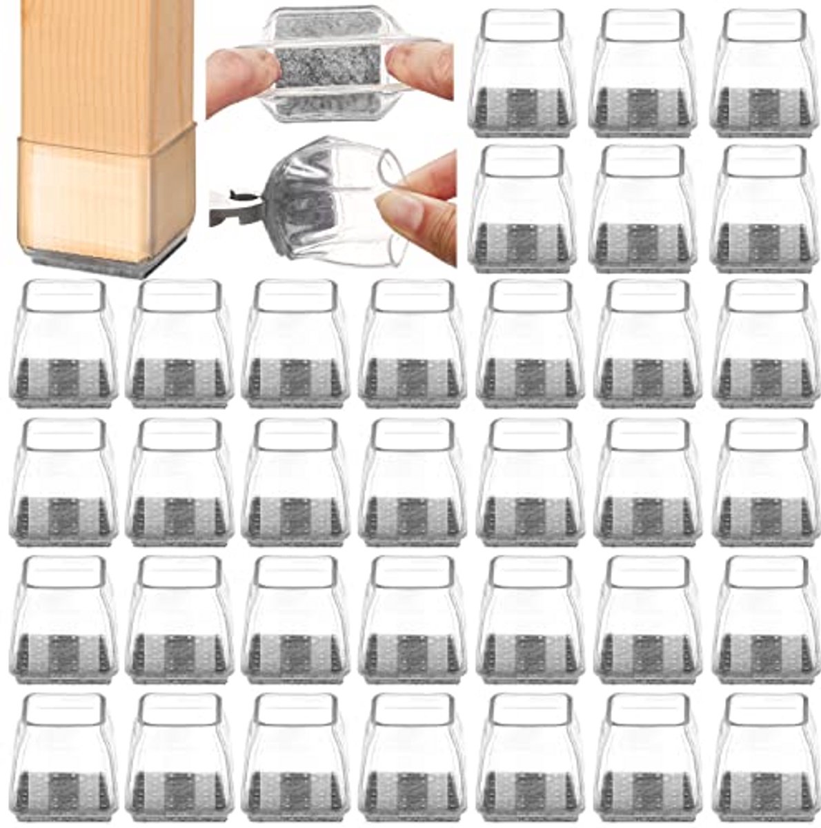 36 stuks hoge elastische vilten stoelpootbeschermers voor harde vloeren - siliconen meubelpads