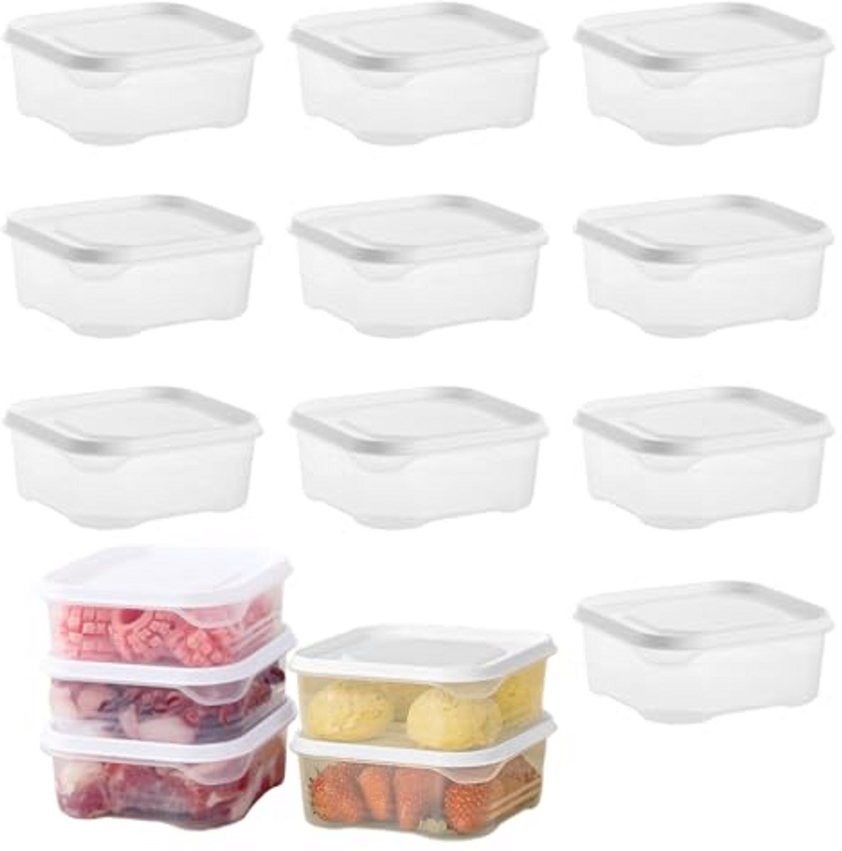 10 Stuks Vershouddozen met Deksel - Vriesdozen voor Koelkast en Magnetron, BPA-vrij, 650 ml