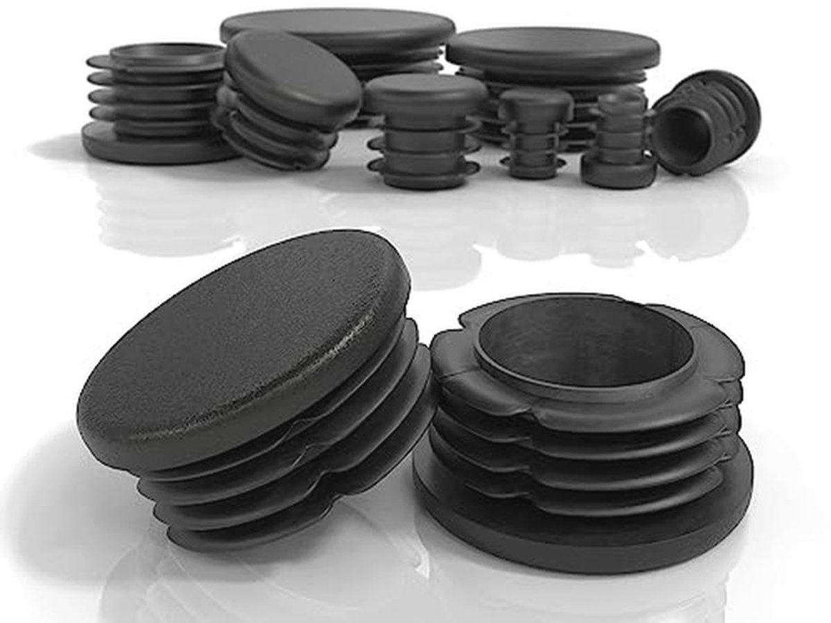 Ronde Lamellenpluggen voor Buizen - 50mm PE-Kunststof Eindkappen - Set van 20 Stuks
