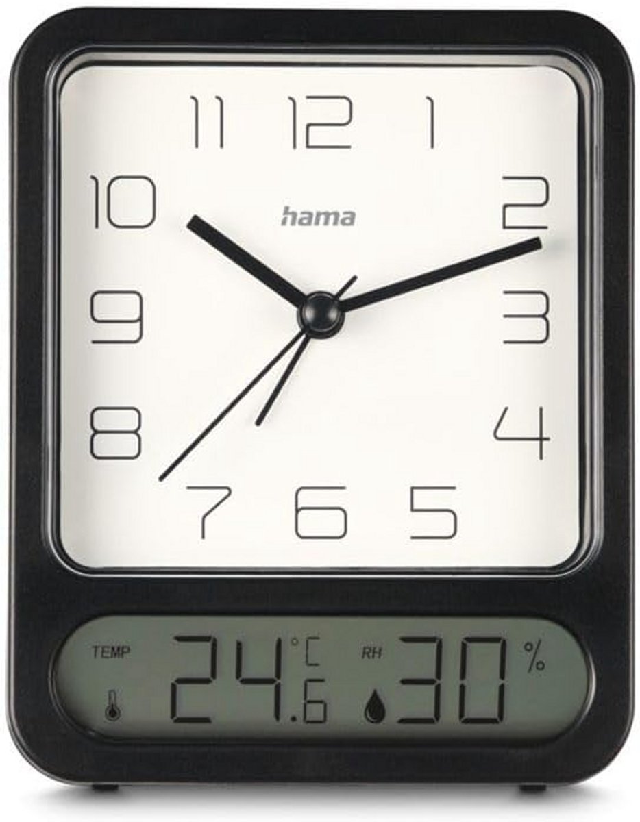 Stille Digitale Wekker met Thermometer en Hygrometer - Zwart