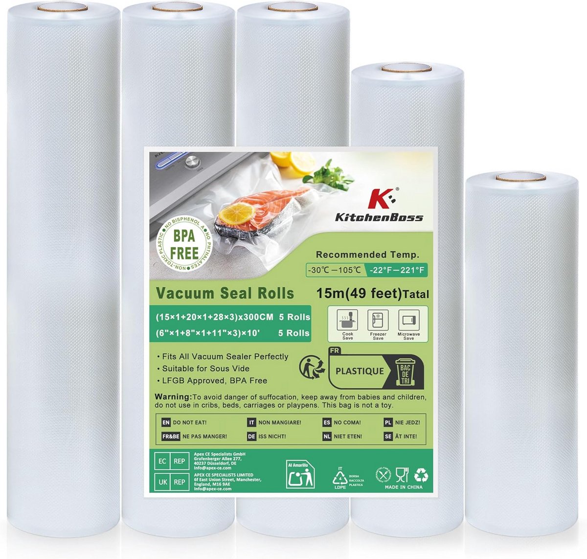 Vacuümzakken Rollen voor Voedselconservering en Sous Vide Koken