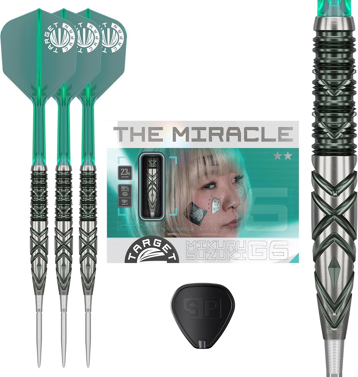 90% Tungsten Steel Tip Darts Set 23G met Swiss Points en K-Flex Flights