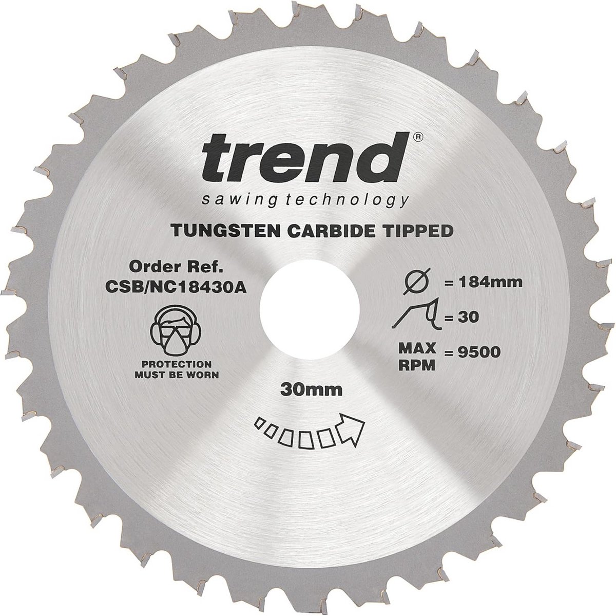 Cirkelzaagblad Hardmetaal 184mm Diameter 30 Tanden 30mm Asgat Medium Afwerking