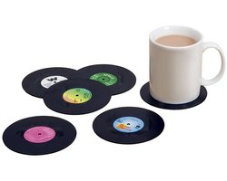6x Vinyl platen onderzetters - LP onderzetters - Retro - Vintage - Muziek - Cadeau - 80's vibe - Met anti-slip - Jonyx