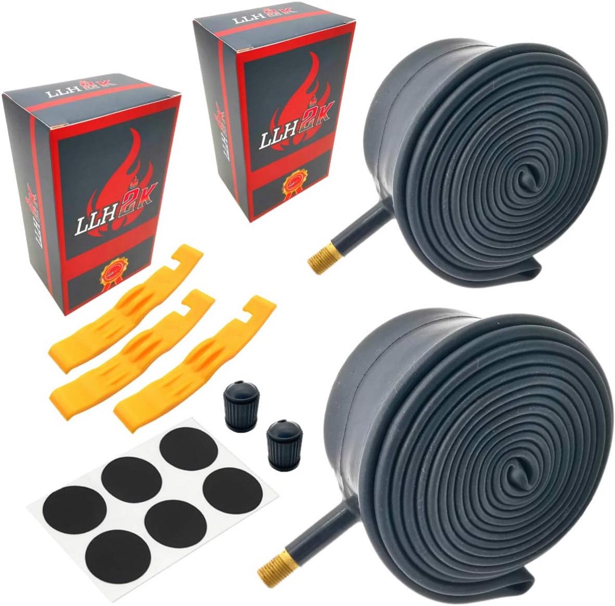 Binnenbanden Fiets 20 Inch Set - Inclusief Bandenlichters en Plakkers