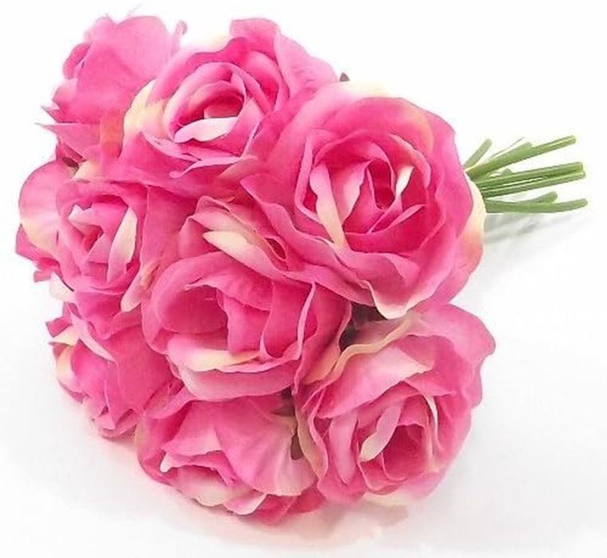 Boeket Kunstbloemen Rozen - 9 Grote Bloemkoppen - 27 cm