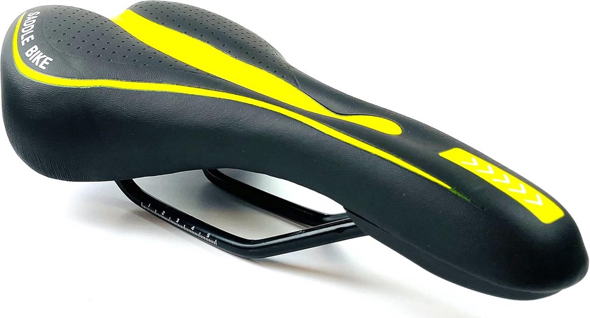 Ergonomisch Fietszadel voor Mountainbike en Toertochten, Ademend Comfort (Geel/Zwart)