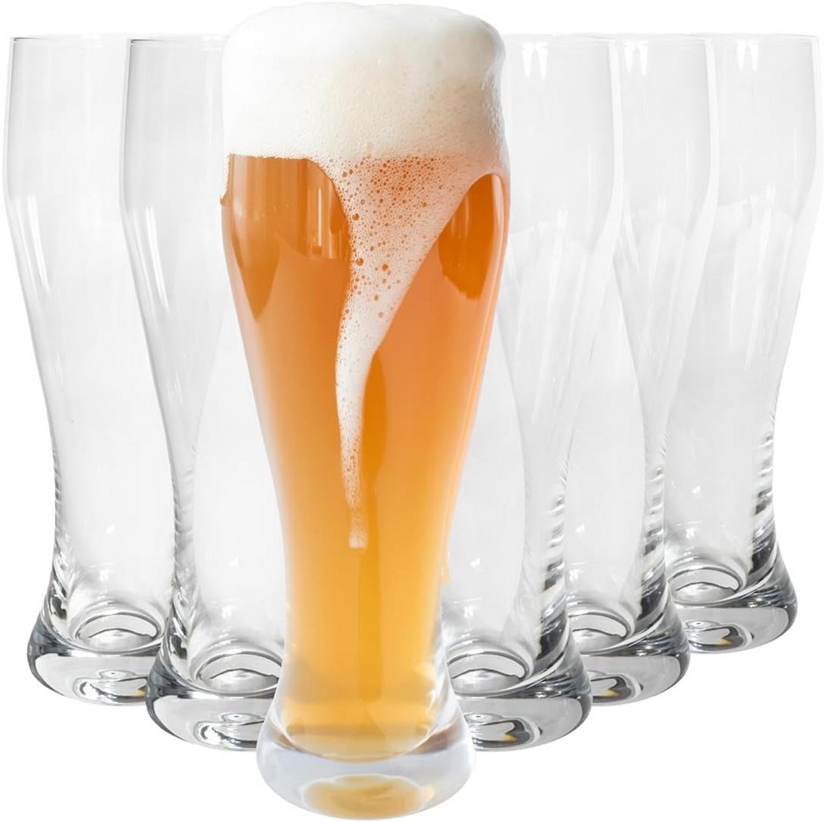Set van 6 Witte Bierglazen 0.5 Liter voor Tarwebier en Pils