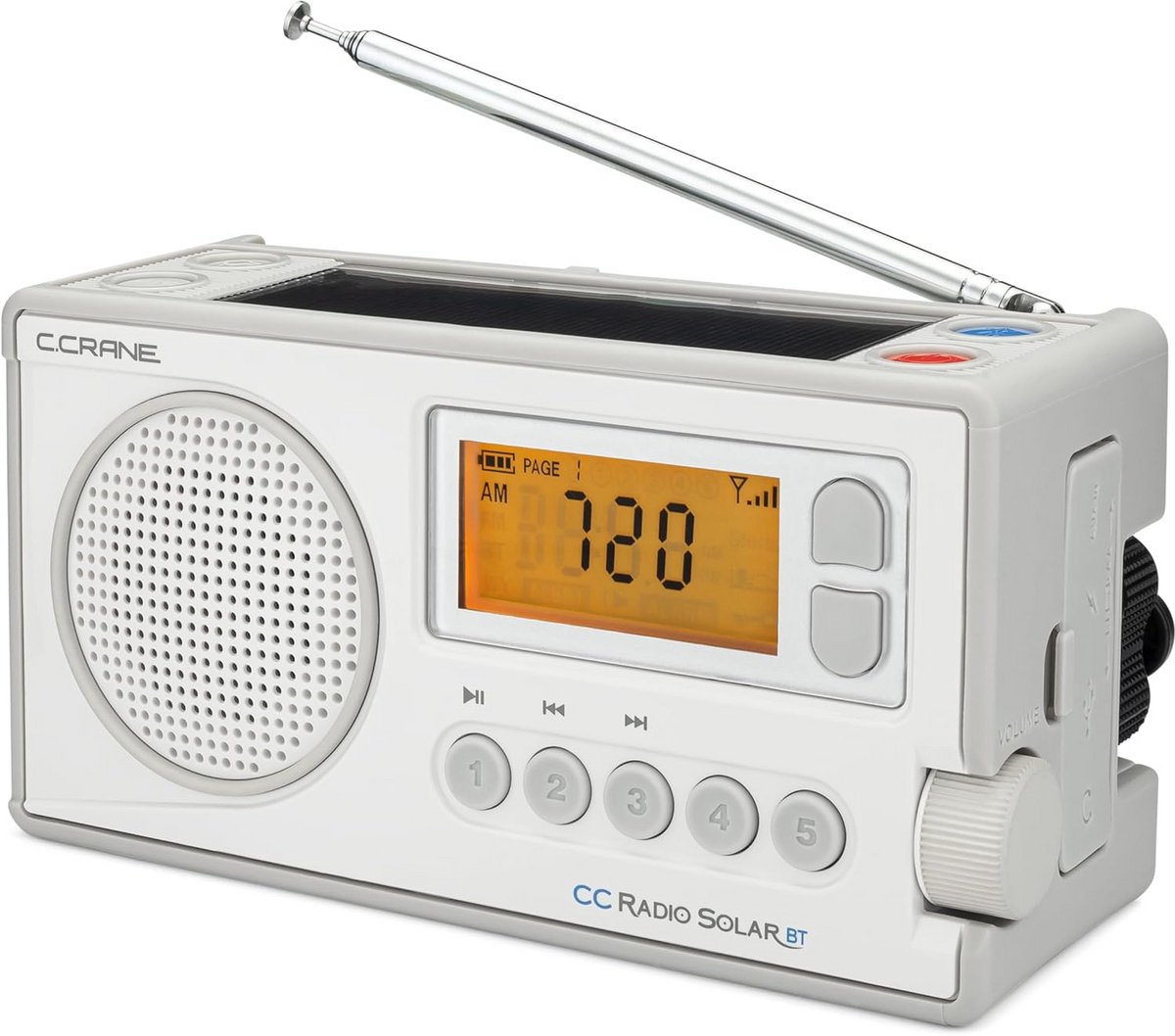 Draagbare Radio met Zonnepaneel, Bluetooth en Noodfuncties