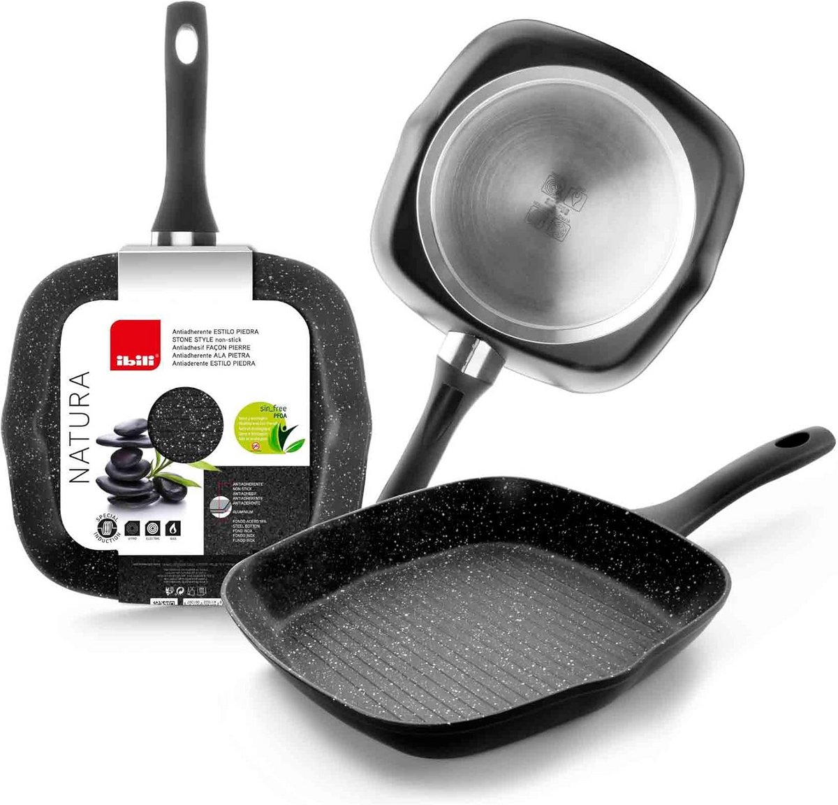 Vierkante Grillpan 28x28 cm met Antiaanbaklaag - Geschikt voor Inductie