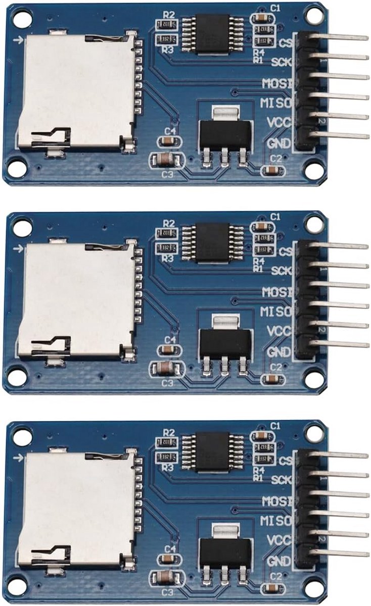 MicroSD Kaart Module Lezer met SPI Interface en 3.3V/5V Niveau Conversie (3 Stuks)