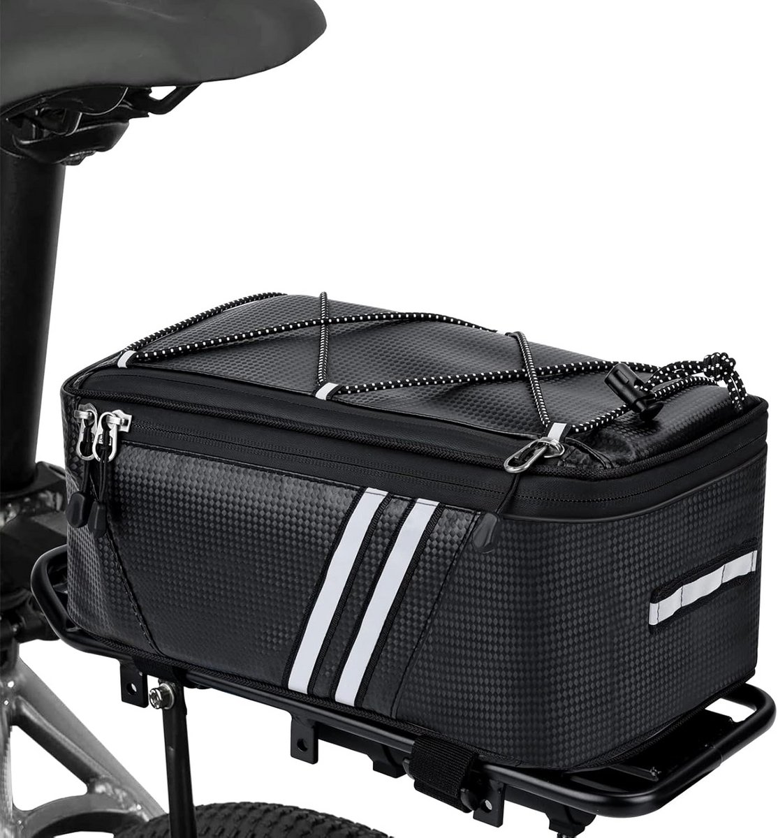 Fiets kofferbak tassen - Bagagedrager tas - Waterdicht opbergen - Reflecterende strips - 7L capaciteit - Zwart