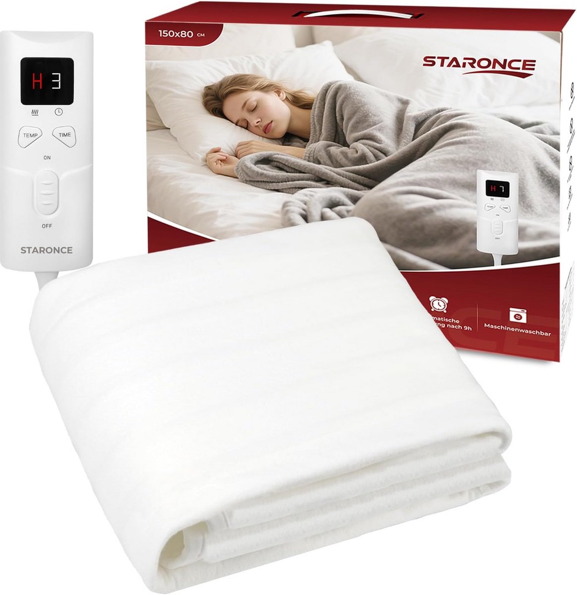 Elektrische Warmtedeken voor Bed - Zacht en Warm - 150x80 cm Wit