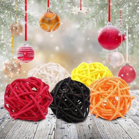 Tissting 20 stuks rieten rotan ballen, 3 cm decoratieve ballen, vaas middenstuk kommen bollen vuller huis ornament voor ambacht, bruiloft, feest, potpourri decor (wit