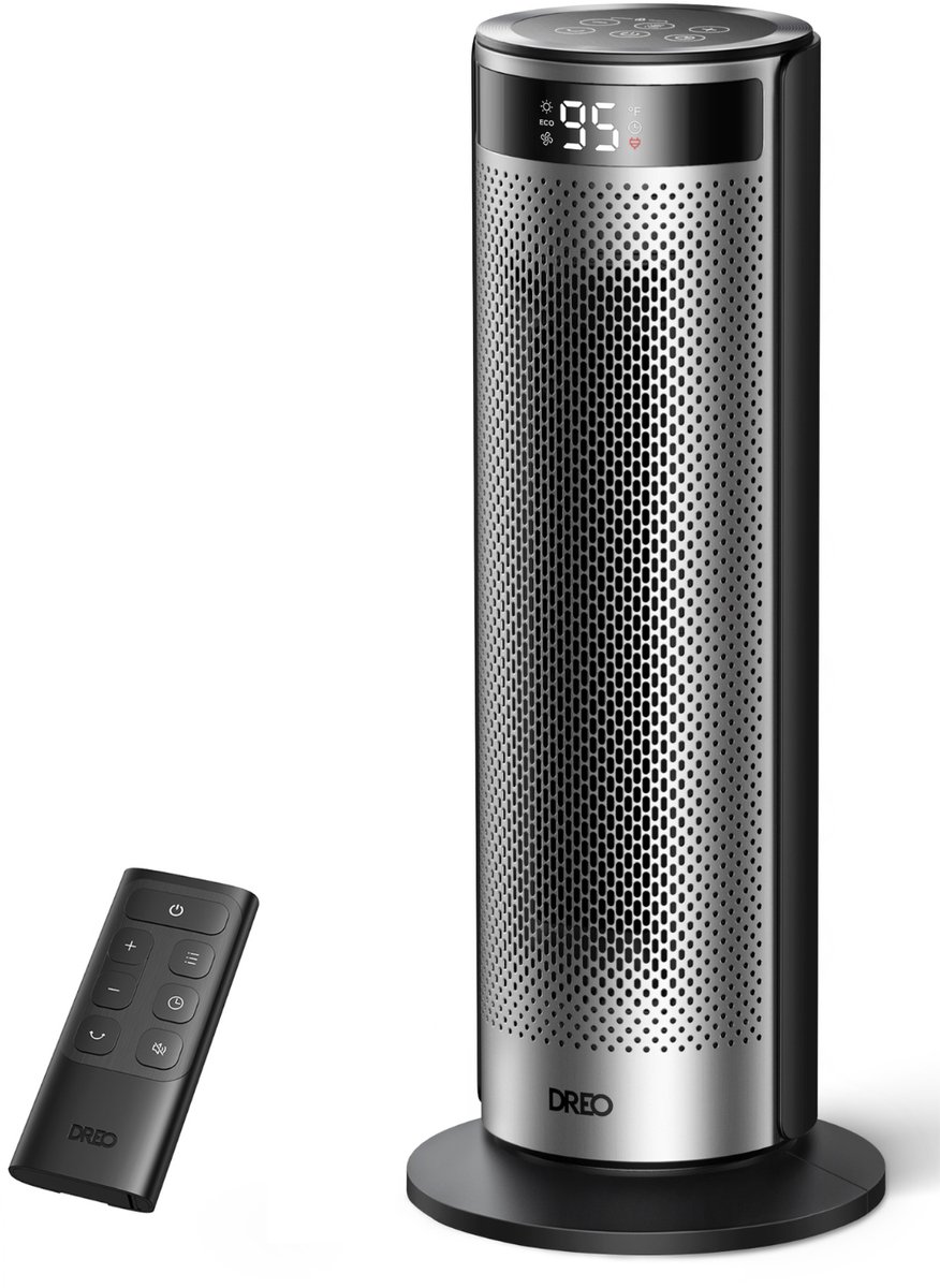 DREO Solaris SH628 Elektrische ventilatorkachel - 5°C tot 35°C - Ecostand - Ventilator optie - Vrijstaand - Zwart