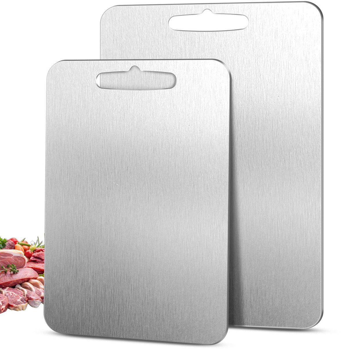 Unyqoos® Dubbelzijdige titanium snijplankenset voor vlees, groenten en fruit