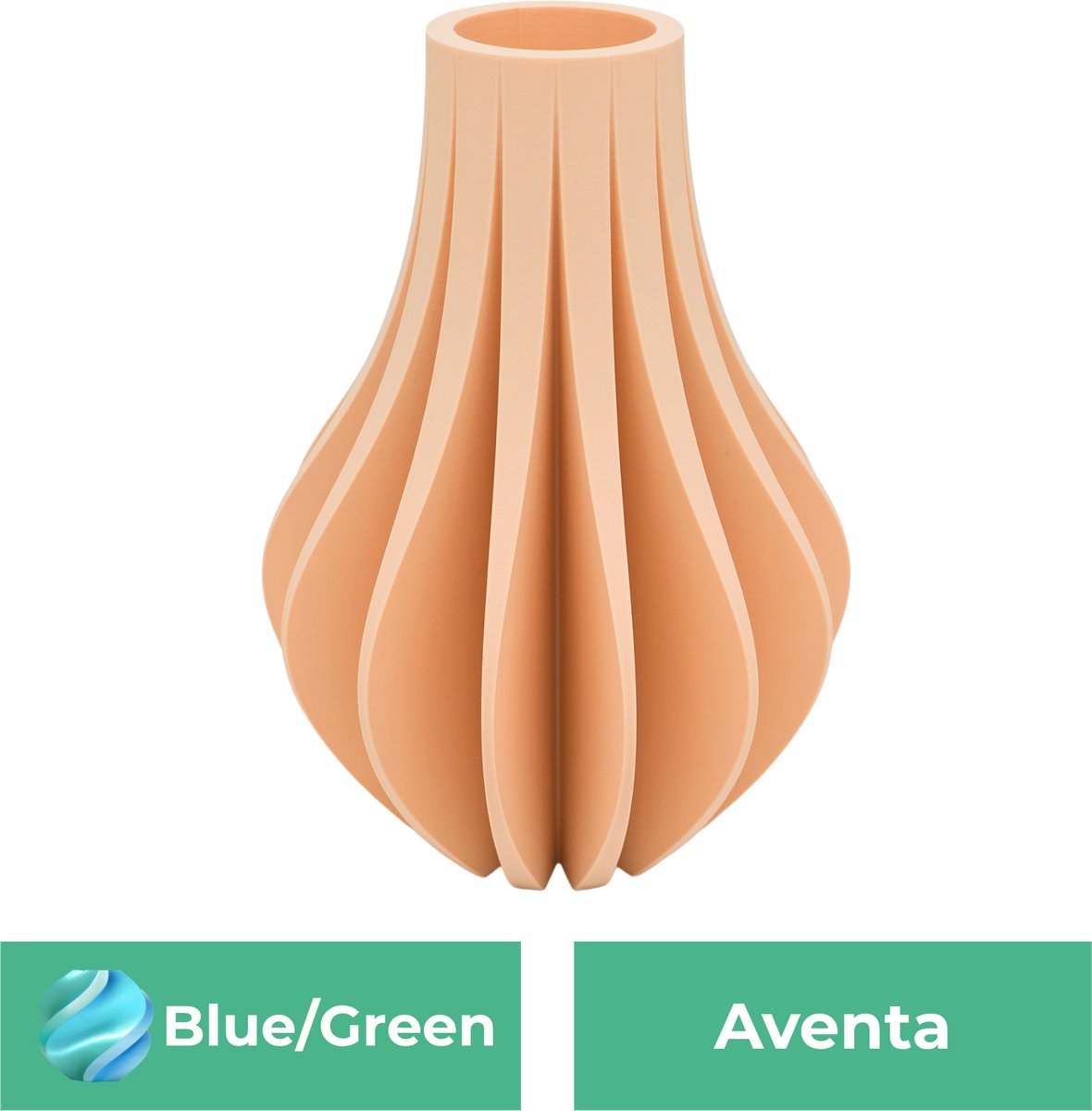 Lovora Aventa design vaas – Decoratieve vaas - Blauw / Groen - 3d geprinte vaas – geschikt voor droogbloemen - 25CM