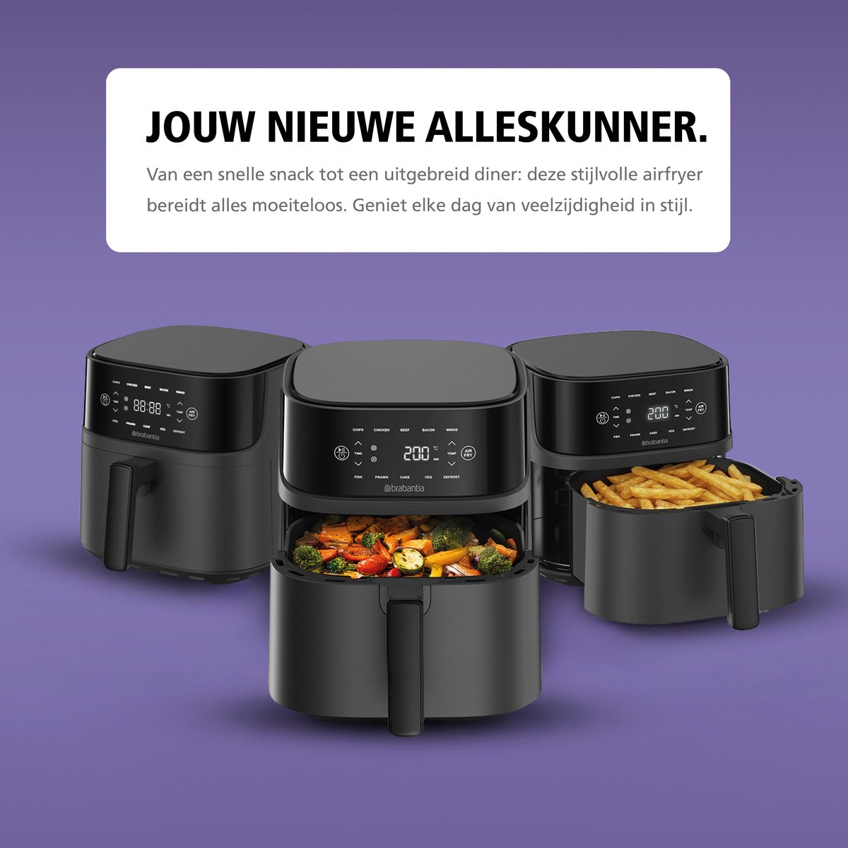 Brabantia Airfryer XXL - 5.7 liter - Digitaal Touchscreen - 10 Kookprogramma's - Tot 5 Personen - PFAS-Vrij - 80ºC tot 200ºC - 1700 Watt - BBEK1136 — afbeelding 6