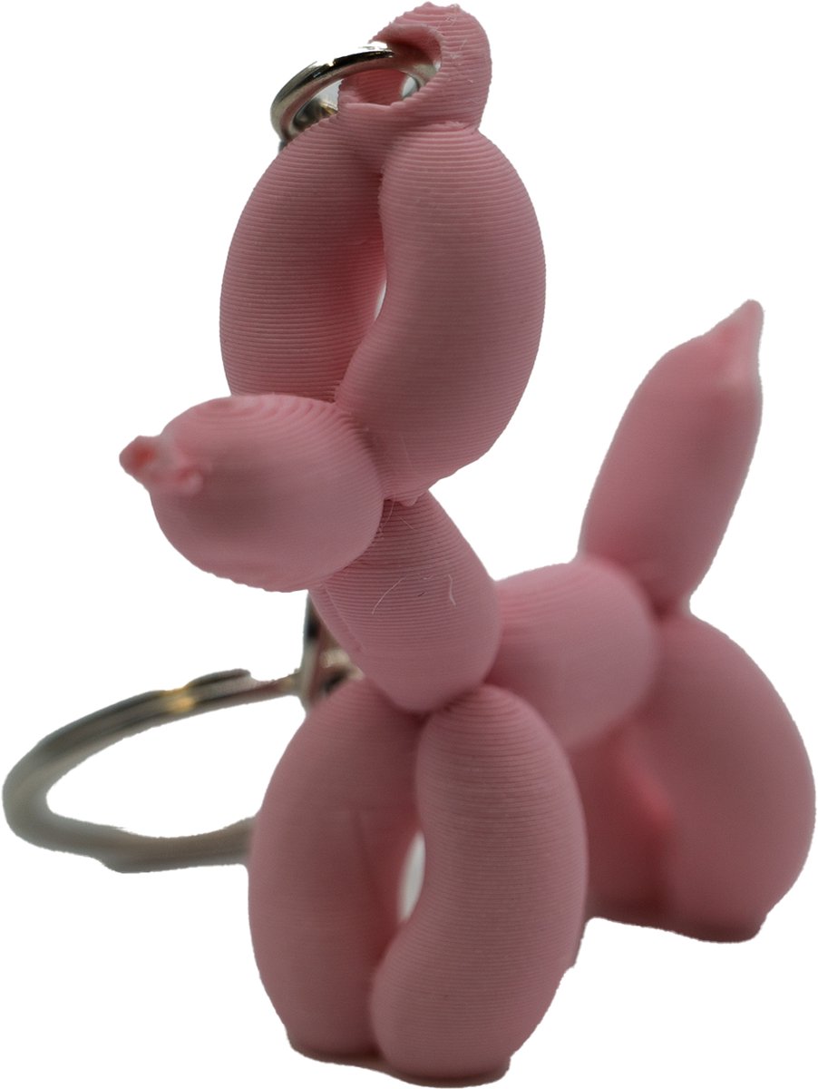 Ballon hond sleutelhanger - Sakura Roze - 3d geprint - Cadeau dierenliefhebber – Sleutelhanger dier – 4cm