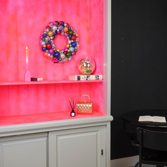 Housevitamin Décoration de Noël – Couronne de Noël Boules de Noël – Plastique – Multicolore – 34x10 cm – Luxe & Incassable – Couronne de Noël Colorée