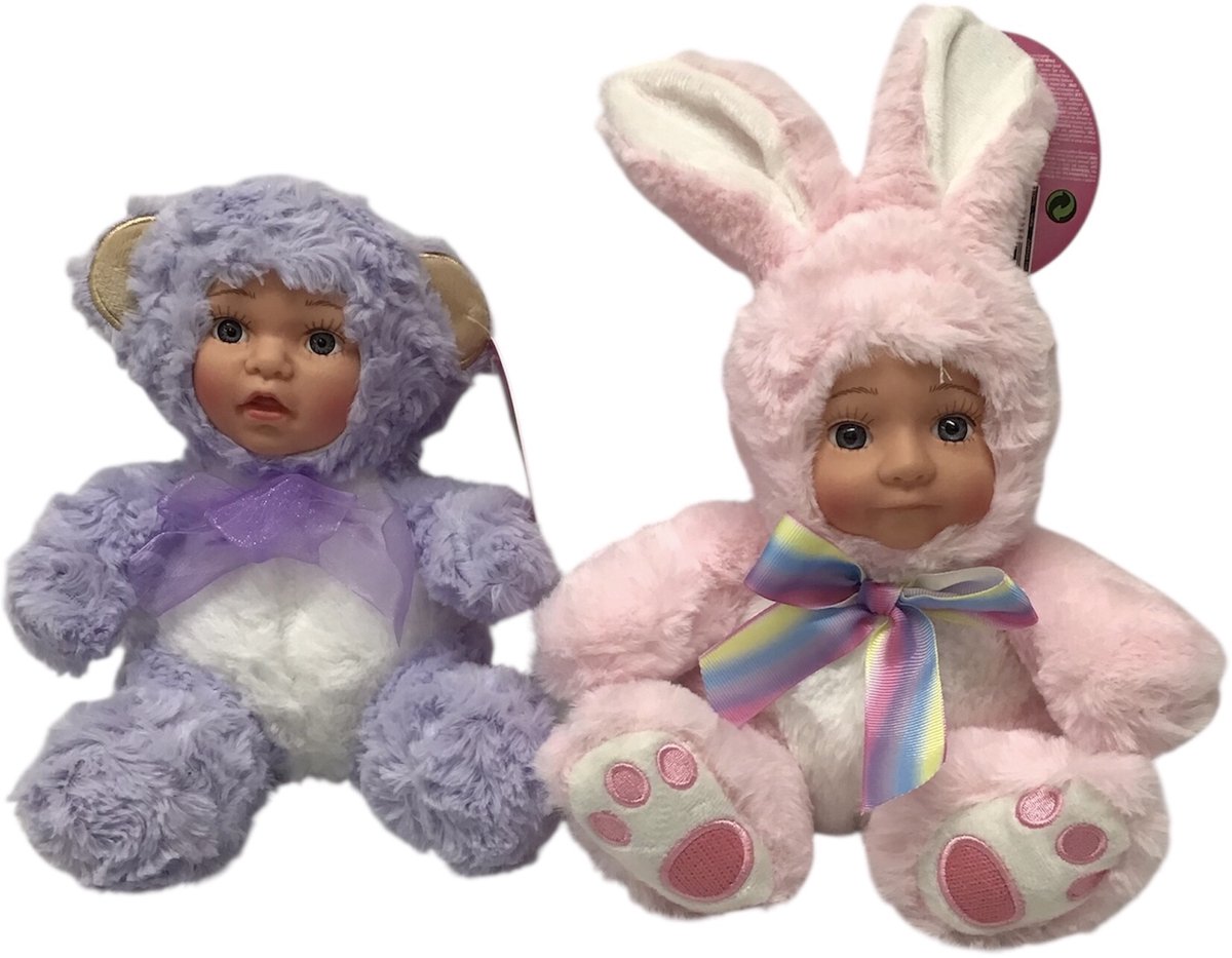 baby in pak 2 soorten verkoop per stuk Vrolijke poppen met dieren pakje