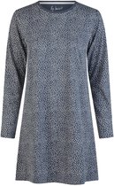 By Louise Dames Nachthemd Lange Mouw Katoen Donkerblauw/Wit Gestipt - Maat L