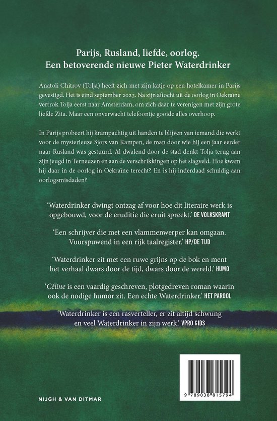 Boekomslag met tekst over Parijs, liefde, oorlog. Inclusief citaten en ISBN.