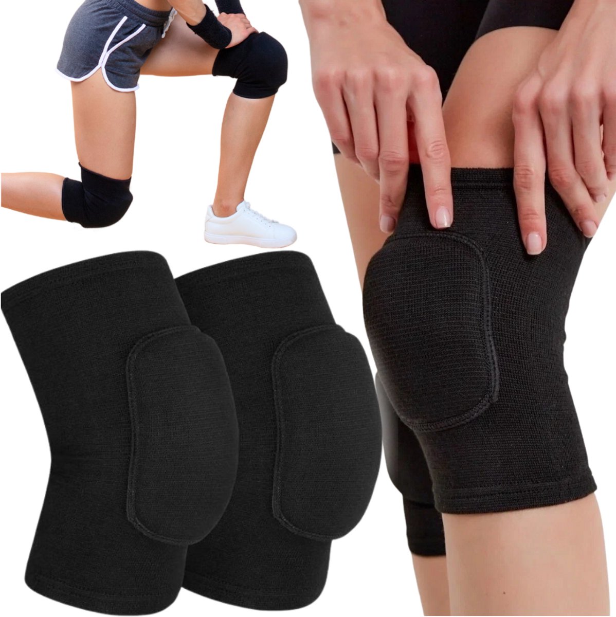 Conseé Sport Serie - Elastische Kniebeschermers - Maat M - Ademend & Comfortabel - Zwart