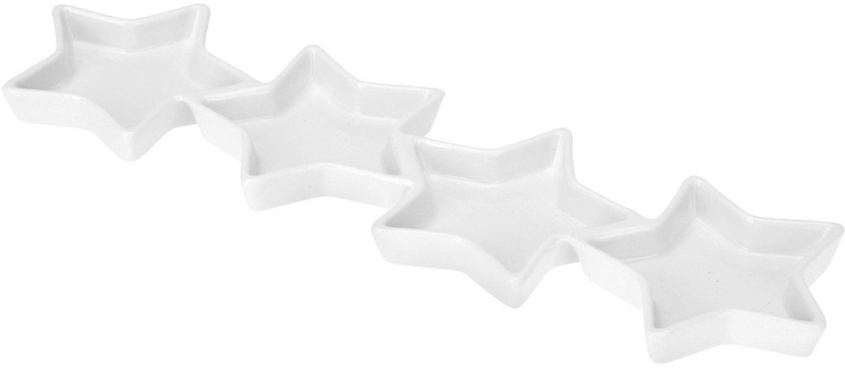 Excellent Houseware - Porseleinen Snackbord - Stervormig - 30x8,5 cm - Wit