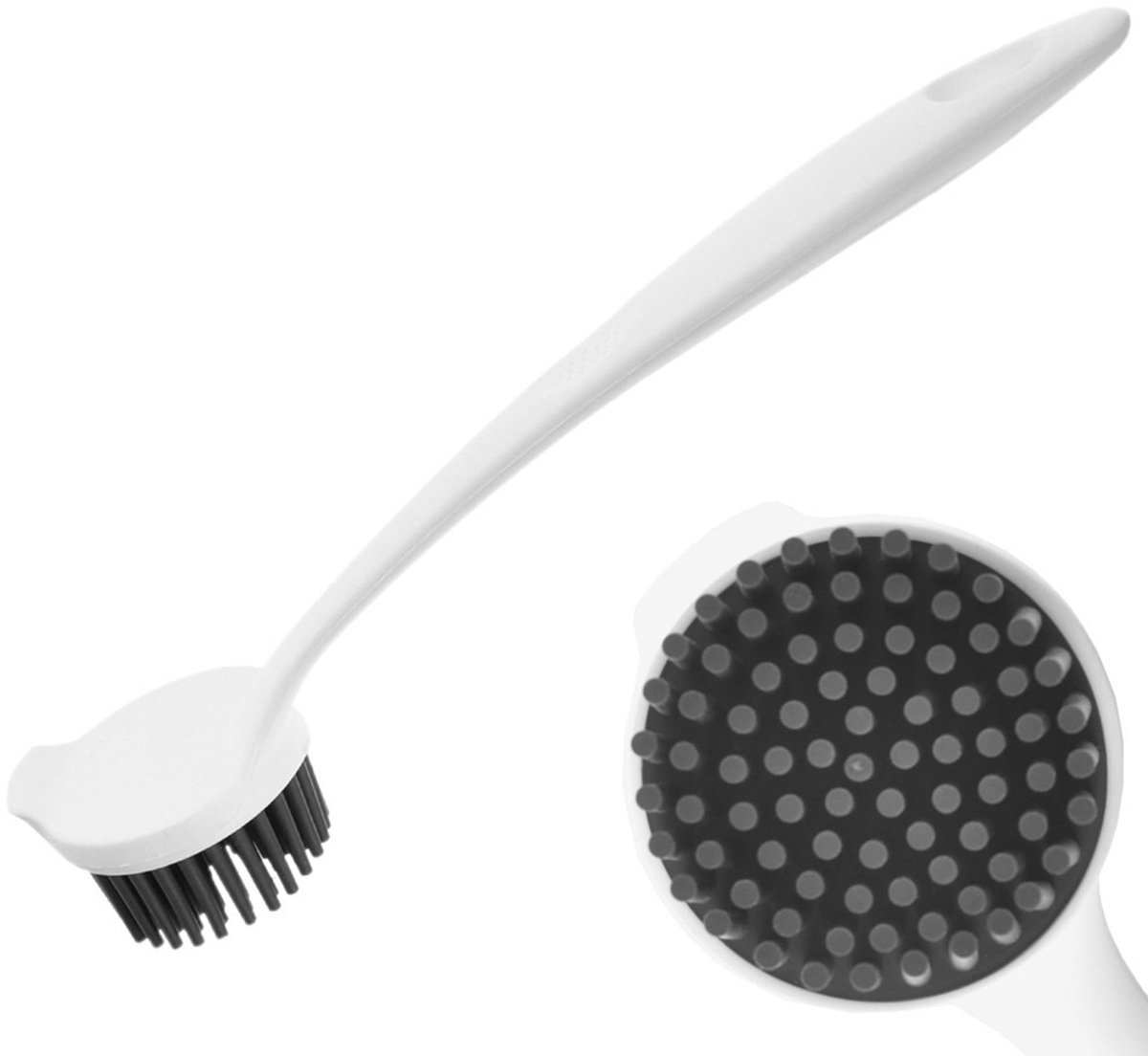 Orion Serie - Siliconen Afwasborstel - 22,5 cm - Ergonomisch Handvat - Wit en Grijs