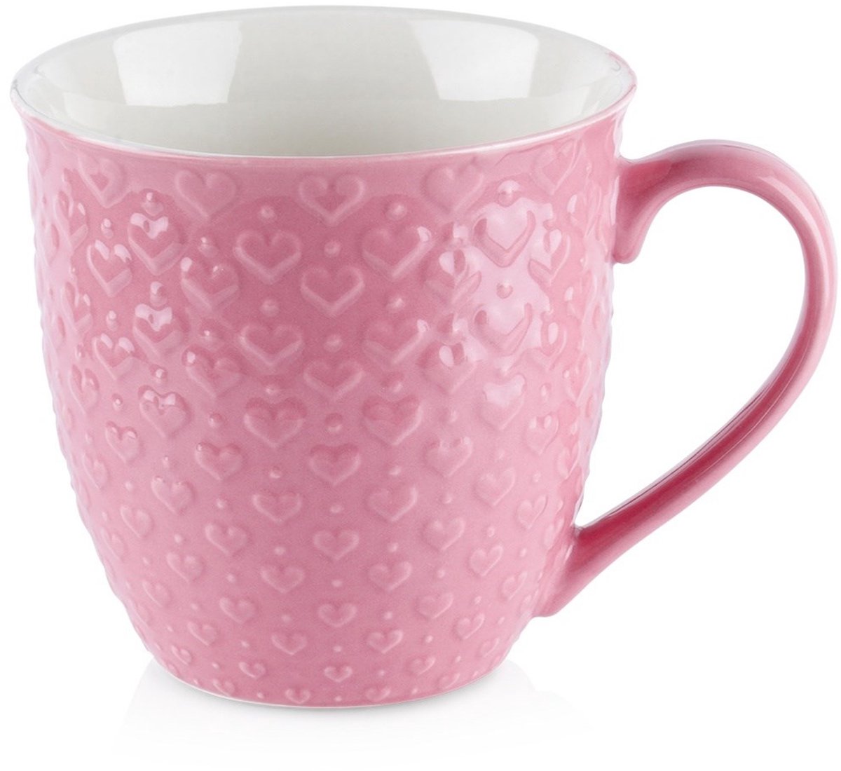 Orion - Keramische Beker - 580 ml - Roze - Hartjesdecoratie