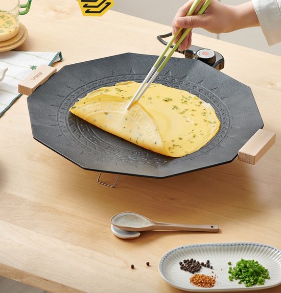 WK 44 cm Rookvrije Elektrische Grillplaat - Met Hittebestendige Houten Handgrepen - Voor 5–8 Personen - 800W Snel Verwarmend - Antiaanbak & Eenvoudig te Reinigen - Perfect voor Thuis en Feestjes — afbeelding 3