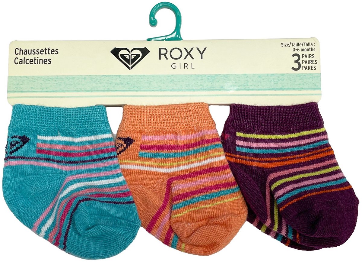 Pack 3 Calcetines Bebé Roxy Inside Spark Logo 7a508t Estampado Rayas 0-6 Meses Multicolor