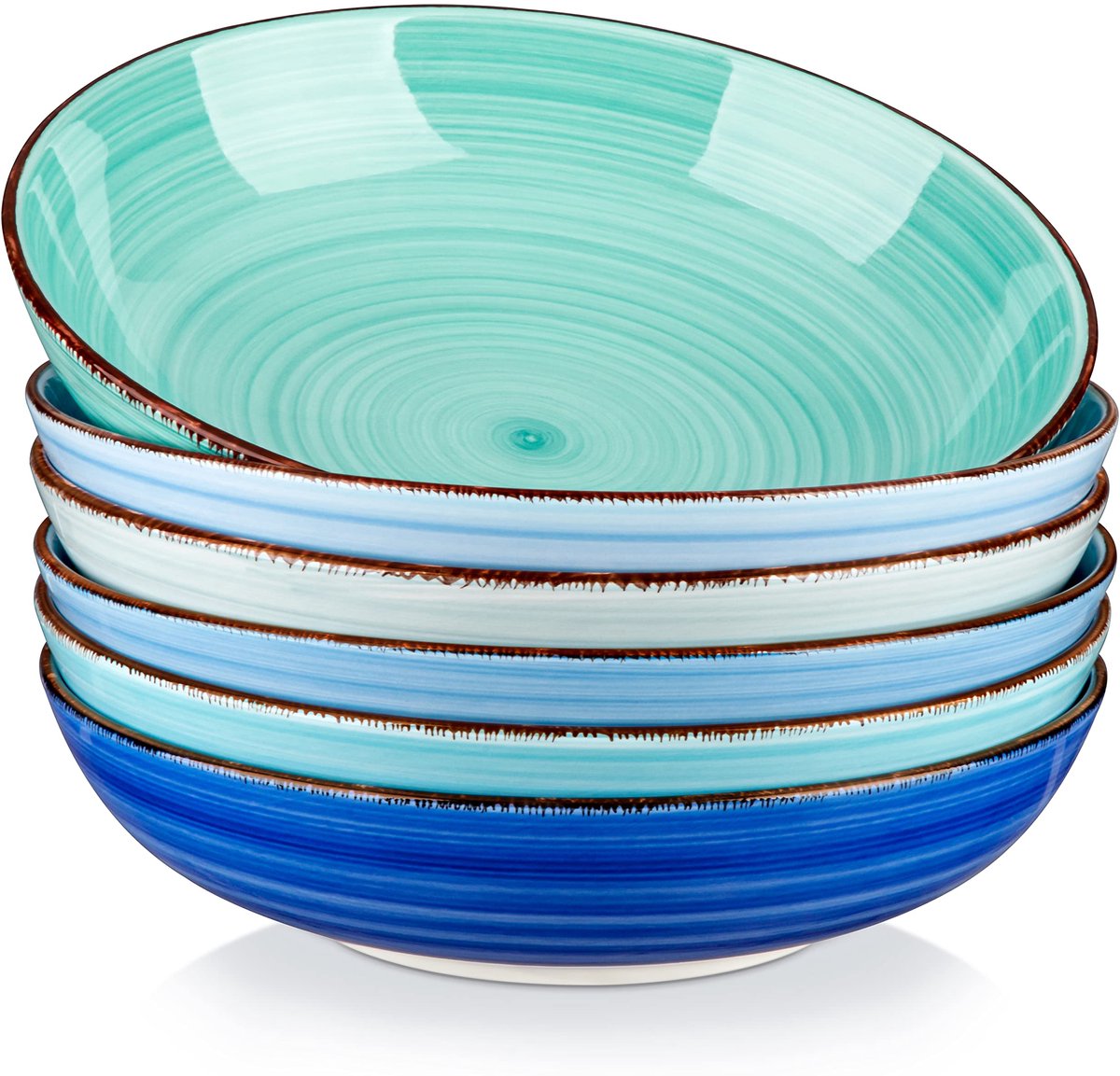 Unyqoos® Set van 6 multifunctionele diepe kommen voor pasta, soep en meer