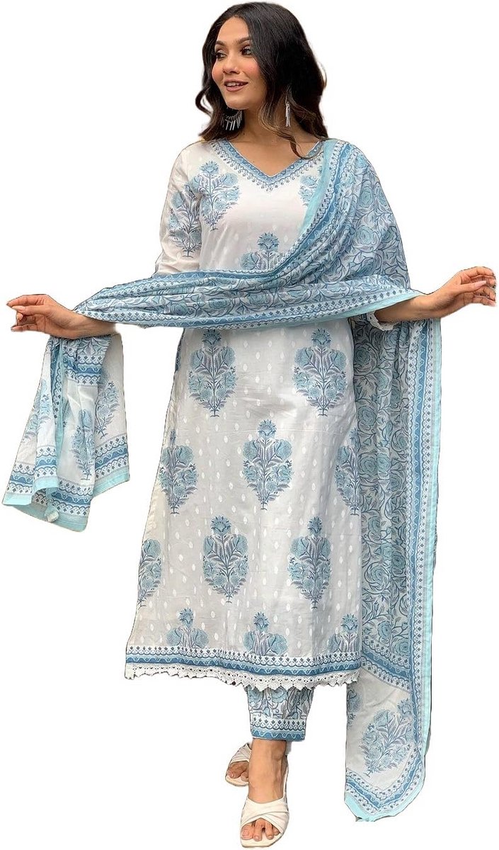 Dames Kurta met Print en Broek Set