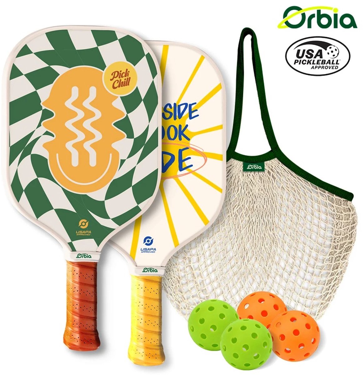 Orbia Pickleball set - 2 Pickleball Paddles - Inclusief ballen en tas - Voldoet aan USA Pickleball richtlijnen