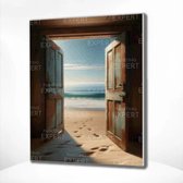 Peinture Expert® Peinture de diamants Adultes - Peinture de diamants Enfants - Peinture de diamants Porte vers la plage - 40x50cm - Pierres carrées