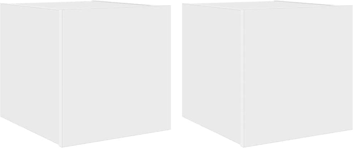 vidaXL - Tv-wandmeubels - met - LED-verlichting - 2 - st - 30,5x35x30 - cm - wit