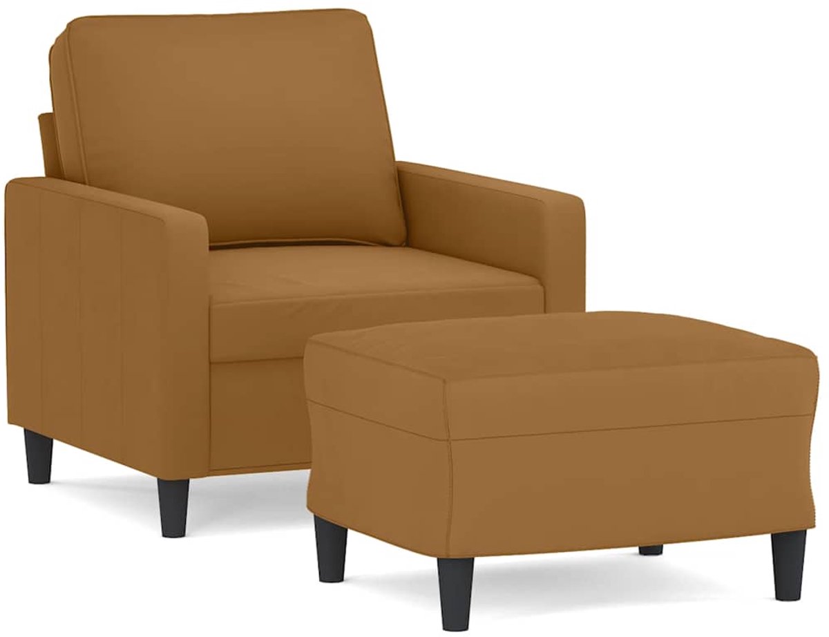 vidaXL Fauteuil - met - voetenbank - 60 - cm - fluweel - bruin
