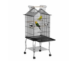 Grote Vogelvolière op Wielen – Vogelkooi 145 cm Hoog met Standaard, Uitneembare Bodemlade & Voerbakken, Geschikt voor Papegaaien en Parkieten