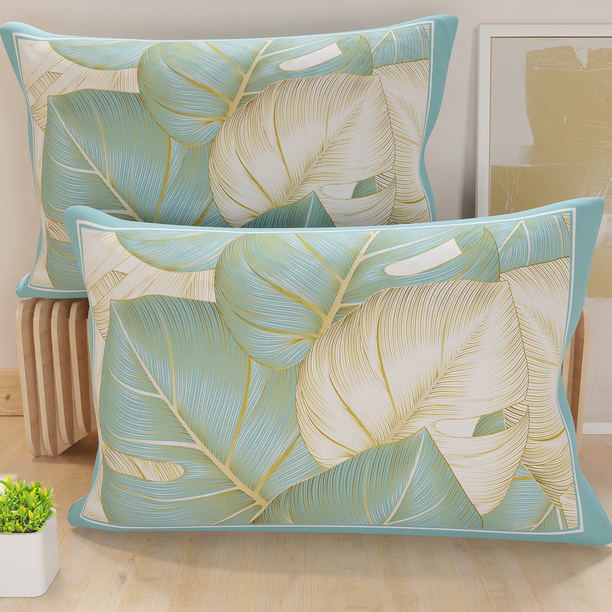 Unyqoos Set van twee luxe kussenhoezen met modern design voor bank en bed Kleurjik